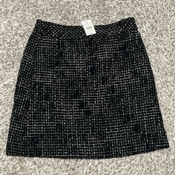 New J. Crew Women’s Tweed Mini Pencil Skirt Black White Check Lined Size 4