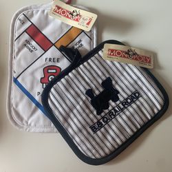 Vintage 1984 Monopoly Pot Holders With Tags (2)