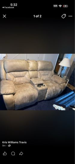 Reclining Loveseat with Center Console and three seat reclining sofa