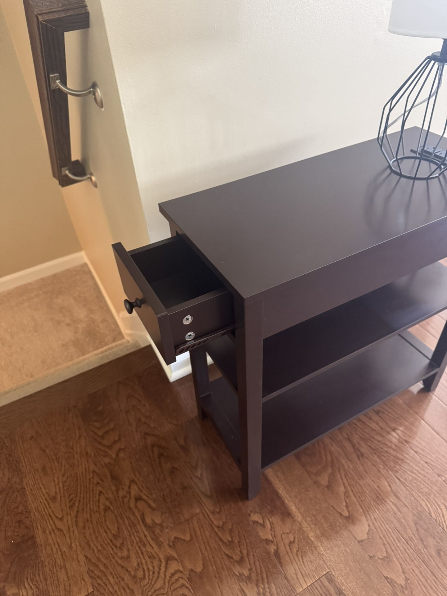 End Table With Charging Station and Small Lamp