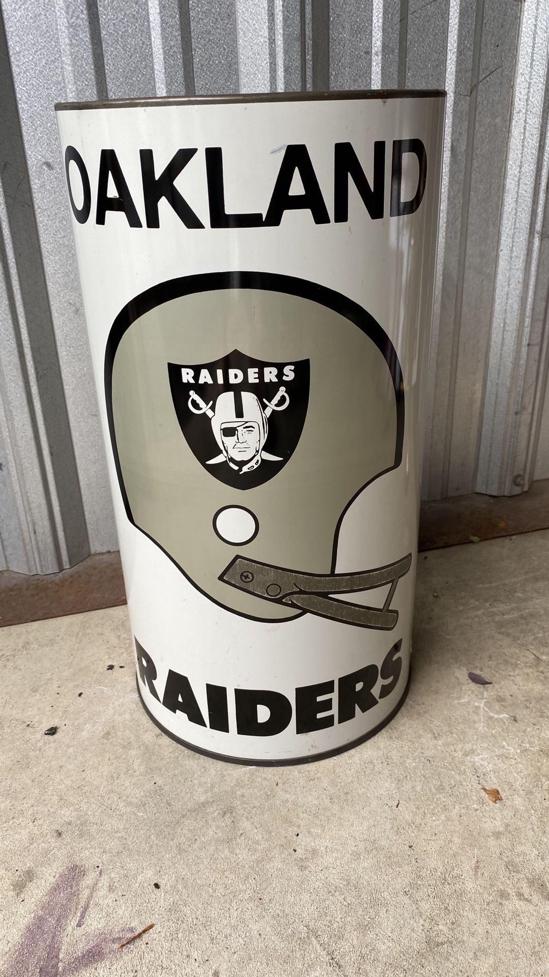 Vintage raiders trash can