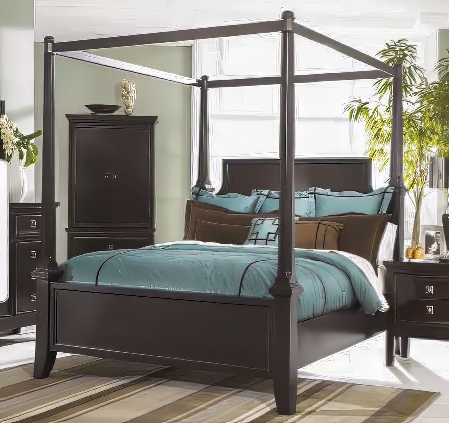 Ashley Martini Suite Queen Canopy Bed w/mattress & Box Spring