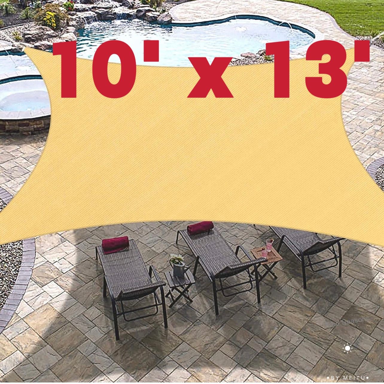  Rectangle Sun Shade Sails for Patios 10 x 13 ft Sun UV Blocking Outdoor Canopy, Sunshades for Backyard