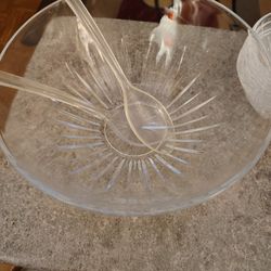 Vintage Princess House Large Crystal Salad Bowl And Matching Small Bowls