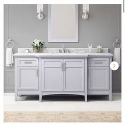 Sassy 72 in. Single Sink Freestanding Dove Gray Bath Vanity with Carrara Marble Top (Assembled)
