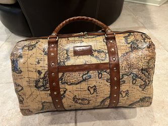 NWT Patricia Nash European Map Milano Leather Weekender Duffle Bag Carry-on