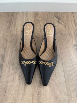 Black with gold accents kitten heels 7.5 size