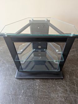 Contemporary Corner Glass Media Stand