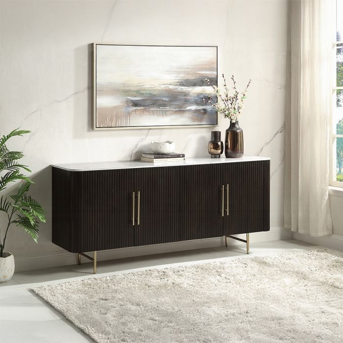 Server Engineered Marble top, Espresso finish, New Especial price