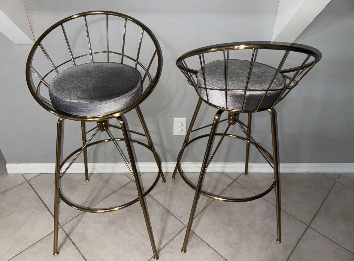 2 Bar Stools with Gold Legs