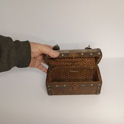 1960s Vintage Wood Treasure Chest Purse