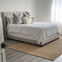 Queen Upholstered Bed Frame + Box Spring
