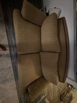 Tan Fabric Two-Seat Sofa