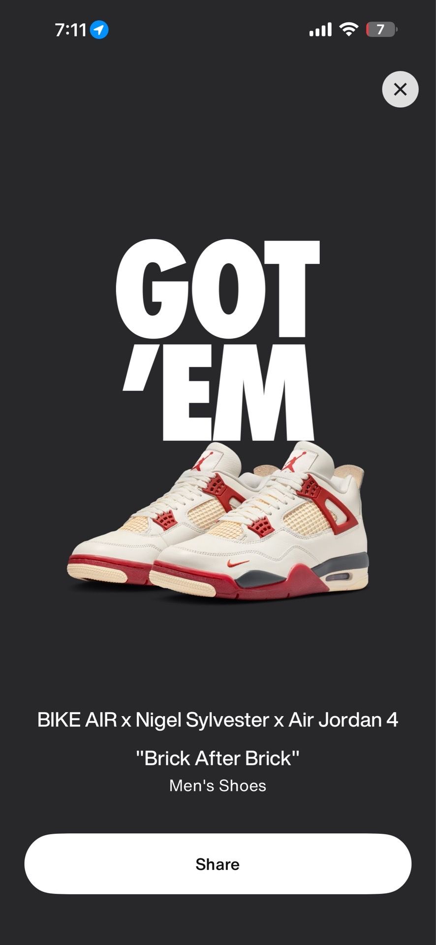 Jordan 4 Nigel size 10.5M brand New