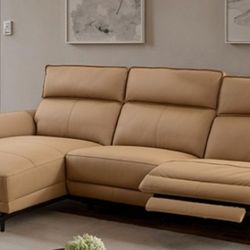 Brand New Brown Top Grain Leather Power Reclining Sectional Sofa 