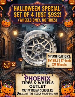 🌆 Twilight Special at Phoenix Tires & Wheels Outlet! 🎃 As the sun sets, our deals light up! Upgrade your truck or SUV with a set of 17x9 wheels (6x