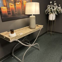 Elegant Wooden Console Table with Metal Base – Modern Decor Table