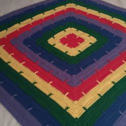 Vintage Hand Knitted Baby's Blanket