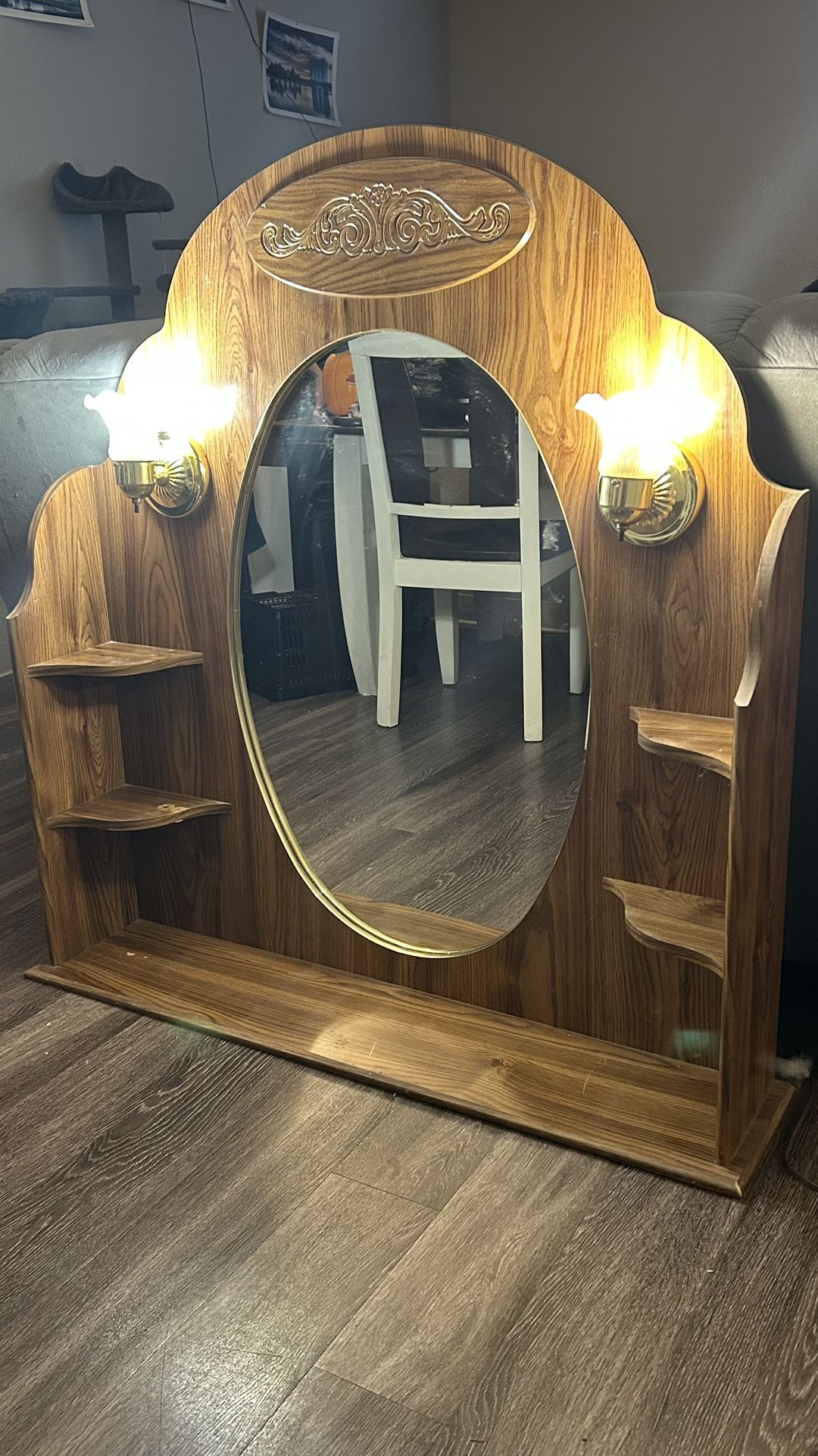 Vanity Mirror with shelf’s and lights
