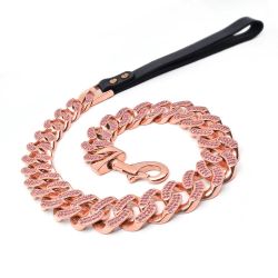 Rose Gold Diamond Cuban link Dog Leash