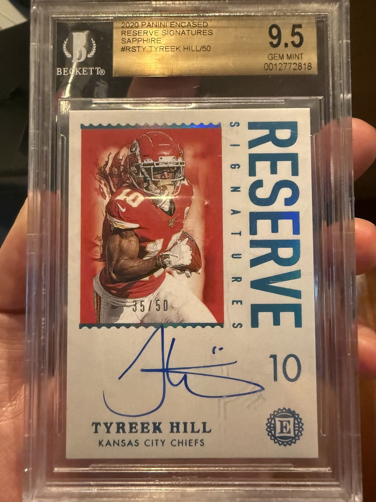Tyreek Hill -Autographed - Beckett Graded 9.5 Gem Mint