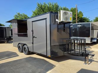 2026 New 8.5x16 TA3 Screwless Vending Enclosed Trailer | Blackout | Spoiler Package | 50 AMP Electric Pkg. w/Mini Split | 1168 (Gray)