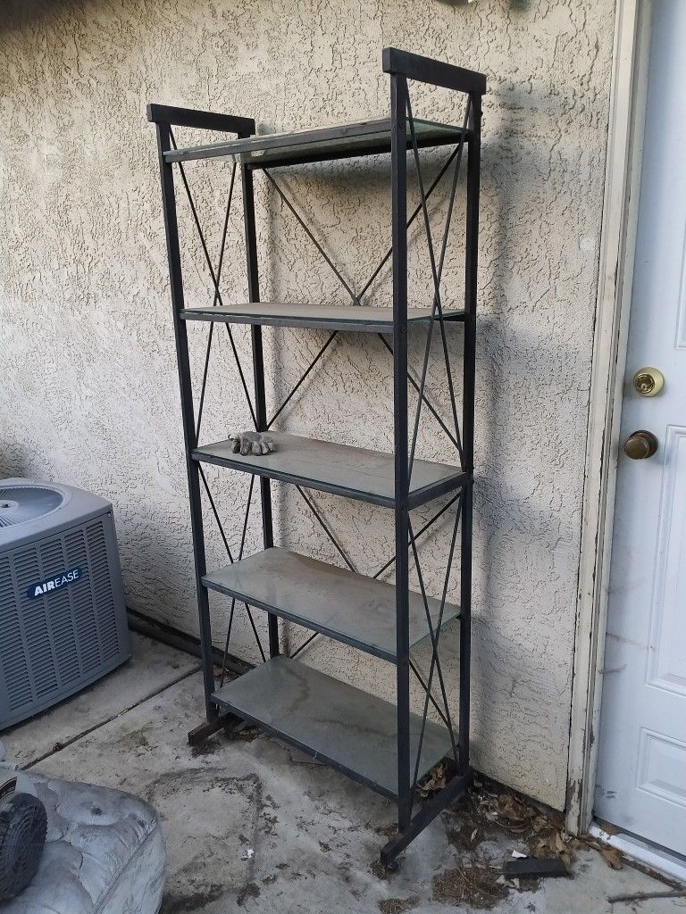 Steel & glass shelving unit