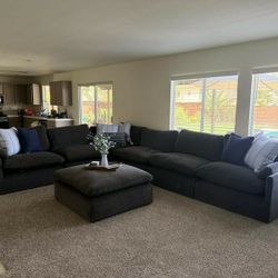 Navy Cloud Couch Modular Sectional Sofa 