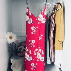 Small Long Pink Floral Dress