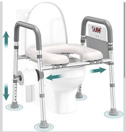 New Open Box Soundfuse Toilet Seat Risers 4 Senior Raised Toilet Seat w Handles