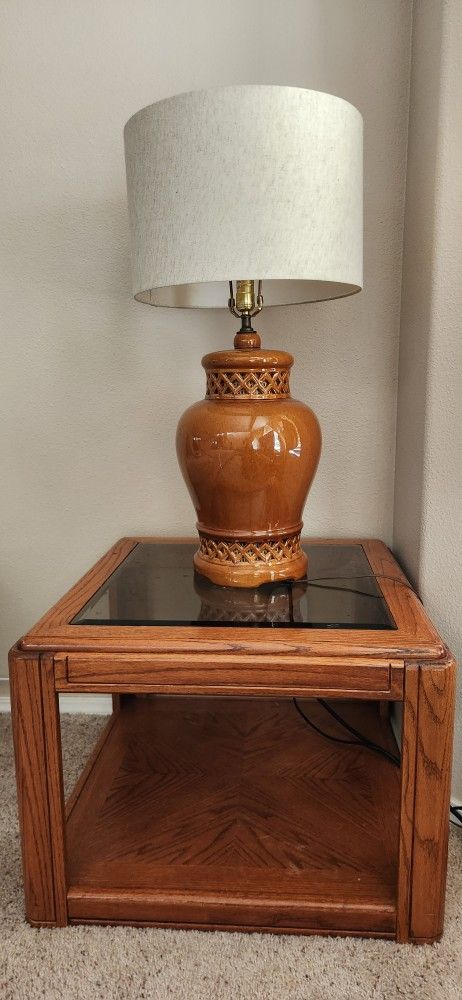 2 Glass/wood End Tables