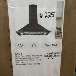 30in Convertible Wall Mount Range Hood With Lights