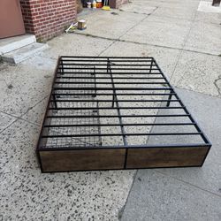 Queen Size Bed Frame Metal Platform Bed with 4 Storage Drawers, Strong Frame and Metal Slats Support, No Box Spring Needed, Queen Size