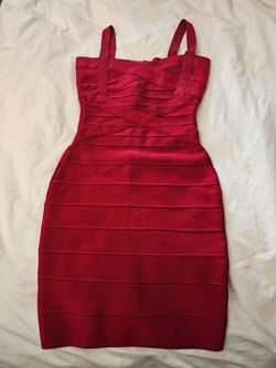 Red Bandage Bodycon Dress Size: X-Small