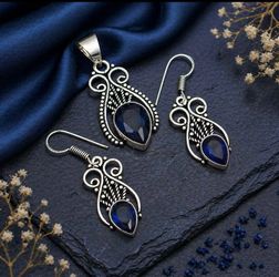 Tanzanite Sterling Silver Pendant & Earring Set