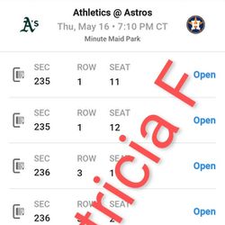 2 Or 4 Astros Vs Athletics - May 16 Club Level 