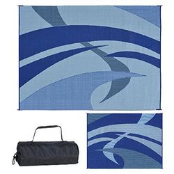 Reversible Mats 159123 Outdoor Patio / RV Camping Mat - Swirl (Blue/Black/Grey, 9-Feet x 12-Feet)