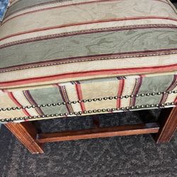 Wood and Upholstered Footstool / Ottoman / Stool
