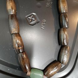 Brown Wood  And Real Jade  Necklace 