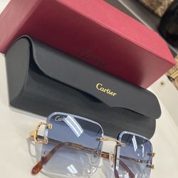 Cartier C’s Ocean Blue Diamond Cut Sunglasses 
