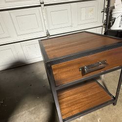 Industrial Wood & Metal Side Table / Nightstand