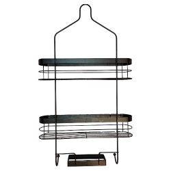 2 Tier Modern Metal Shower Caddy w/Soap Holder+ 2 Hanging Hooks 