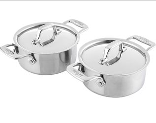 Two All-Clad Specialty Stainless Steel Ramekin with Lid Oven Broiler Safe 600F