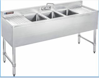 New Durasteel NSF 3-Compartment Stainless Steel Bar Sink