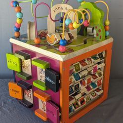Battat Activity Cube With Farm Theme, Wood Toy