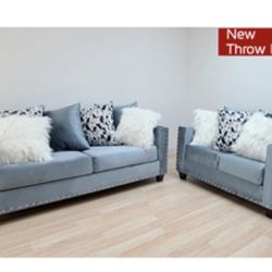 Beautiful Grey Two Piece Sofa Set
