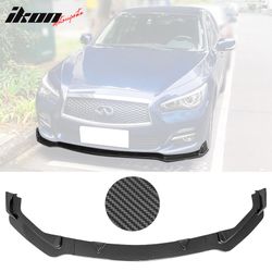 Fits 2014-2017 Infiniti Q50 Base Premium Front Bumper Lip Carbon Fiber Print 3PC