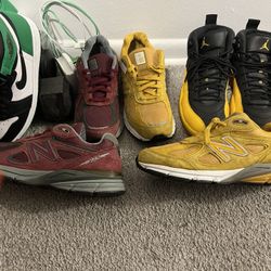 3 Pairs $295.00..(Used) Jordan’s 11..Blue Pair & Gold Pair, Are Size 9 $100.00 Ea(Jordan’s 11 Barons Grey/Black Size 9.5)(Red Hi Top Jordan’s 11👇🏽