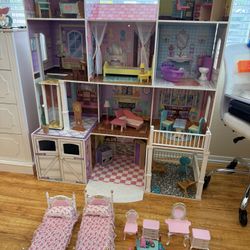 Wooden Dolls House And Accessories $120