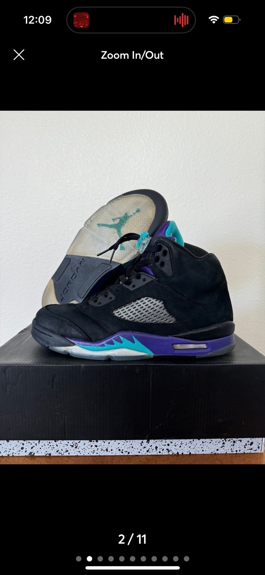 Jordan 5 Retro Black Grape (2013) Size 8.5 Mens 136027-007 No Box/Replacement